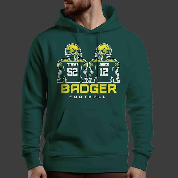 Men's Personalized Football Hoodie Custom Football 2 Players Sweatshirt Personalized Hooded Dad Team Pride Custom Men's Fleece Gift Idea