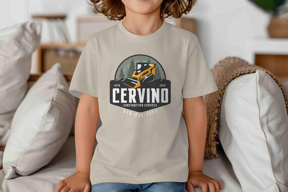 Kids Custom Construction Shirt Personalized Company Excavating Dig Demo Clear T Shirts Backhoe Contractor Logo Business TShirt Unisex Boy's
