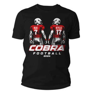Men&#39;s Personalized Football T Shirt Custom Football Senior Shirt Personalized Football Dad Mom 2 Players Two Boys Custom Unisex Gift Idea