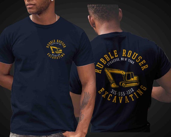 Men's Custom Construction Shirt Personalized Company Excavating Dig Demo Clear T Shirts Hammer Contractor Logo Business TShirt Unisex Men