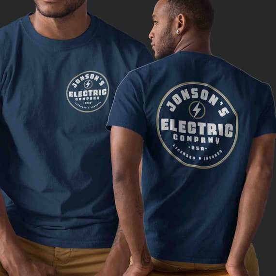 Men's Electrician Shirt Personalized Electrical Logo Electric Small Business T Shirts Custom Apparel Work  TShirt Unisex Mans Gift Idea