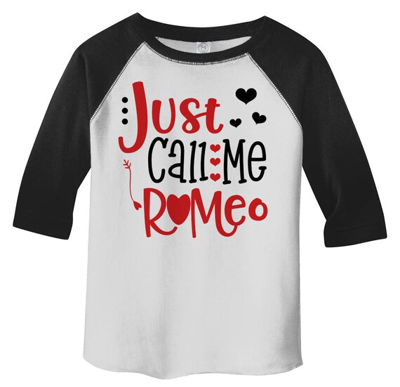 Shirts By Sarah Boy's Just Call Me Romeo Valentines Day 3/4 Sleeve T-Shirt Toddler