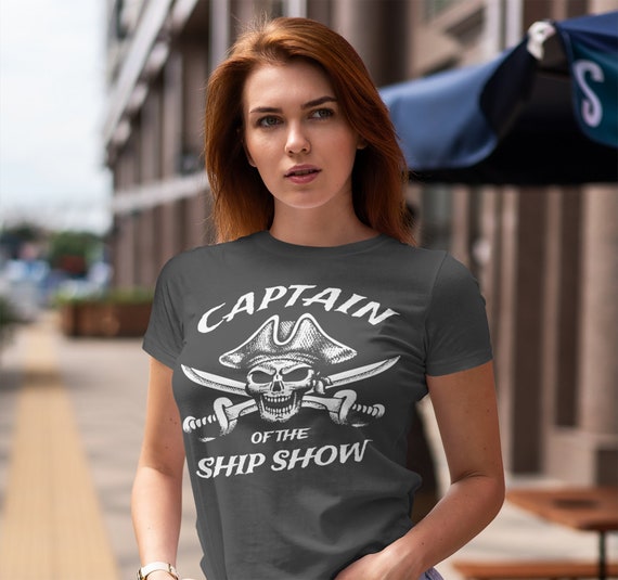 Women's Funny Pirate T Shirt Captain Shirt Ship Show Shirt Funny Boater Shirt Boating T Shirt Captain Ship Show Tee