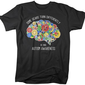Men&#39;s Autism Shirt Autism Brain Shirts Some Gears Turn Differently Graphic Tee Autism Awareness TShirt