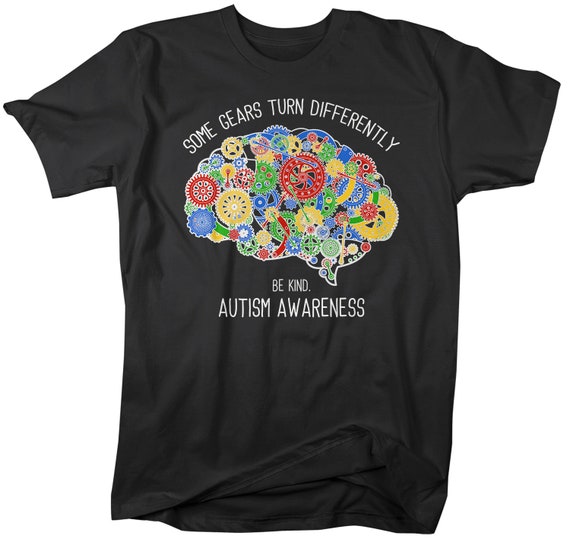 Men's Autism Shirt Autism Brain Shirts Some Gears Turn Differently Graphic Tee Autism Awareness TShirt