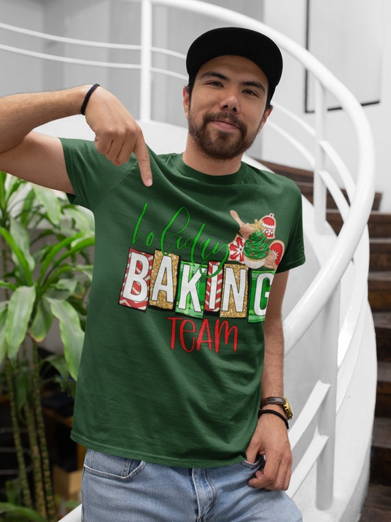 Men's Christmas T Shirt Holiday Baking Team Matching Xmas TShirts Cookies Thanksgiving Bakes Tee Baker Cute Graphic Tee Unisex