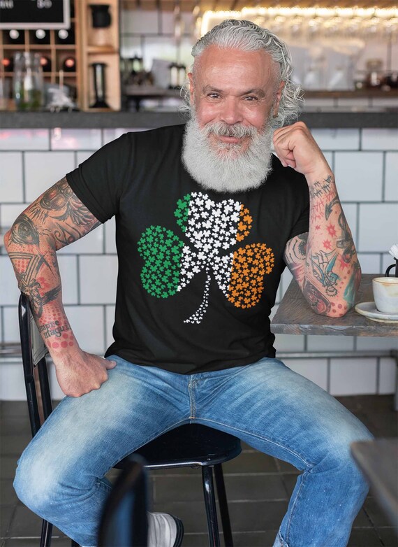 Men's Clover T Shirt Irish Flag Shirt St Patrick's Day Flag Shirt St Patty's Day Ireland Flag Shirt St Pat Clover Tshirt