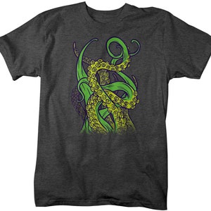 Men's Octopus T Shirt Tentacles Shirt Grunge Tee Aquatic Kraken Hipster Shirt Octopuses Gift Idea Man Unisex Man's zdjęcie 3