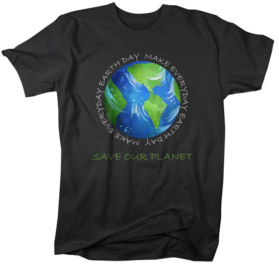 Men's Earth Day T-Shirt Globe Planet Shirt Everyday Save Our Planet Tee