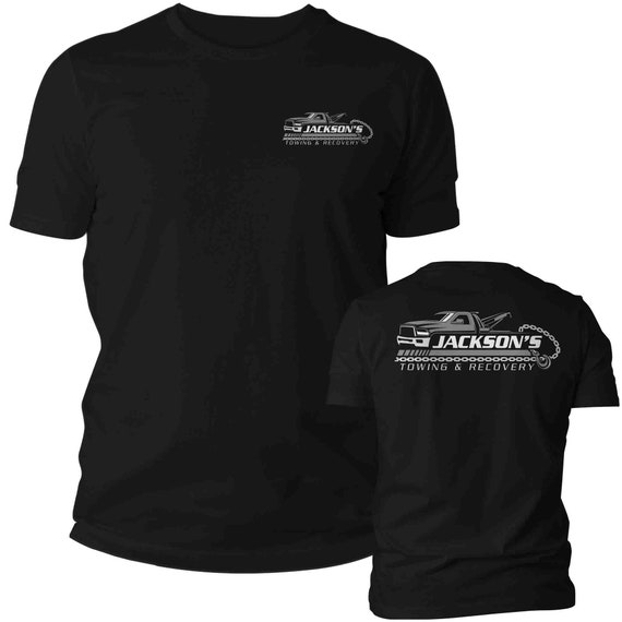 Men's Custom Towing Shirt Personalized Trucking Tow Company Recovery Tee Tow Truck Logo Transportation Shirt T-Shirt Name Business Unisex