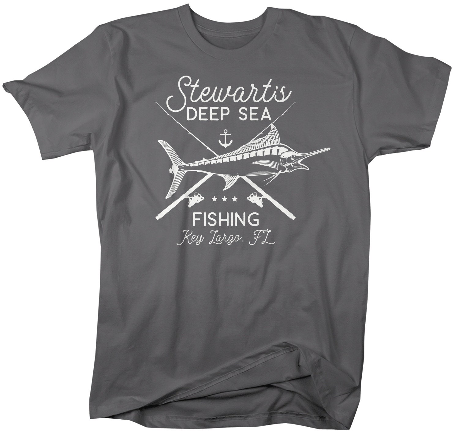 Men's Personalized Fishing T Shirt Deep Sea Fishing Shirts Custom T Shirt Swordfish Fishing Shirt Vintage Tee