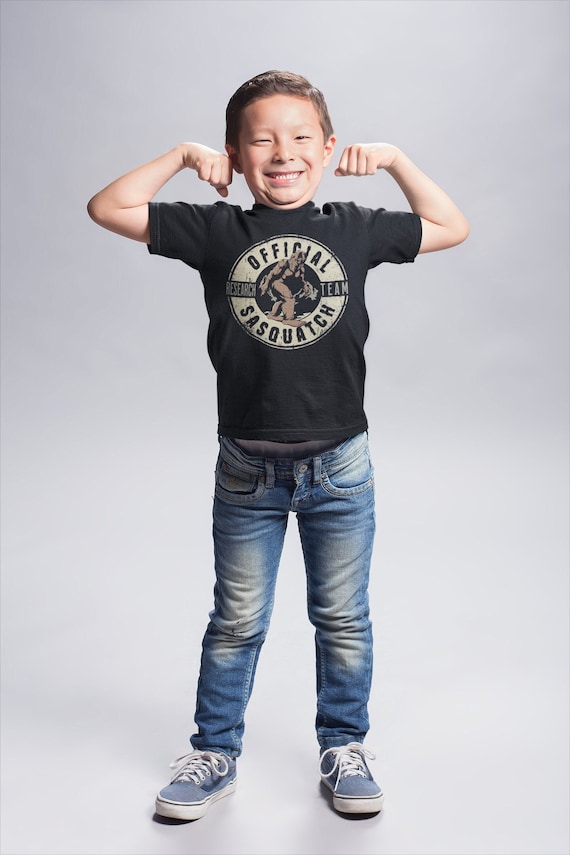 Kids Bigfoot T Shirt Sasquatch Shirt Research Team Yeti Woods Forest Hiker Grunge Graphic Tee Shirts Unisex Boy's Girl's