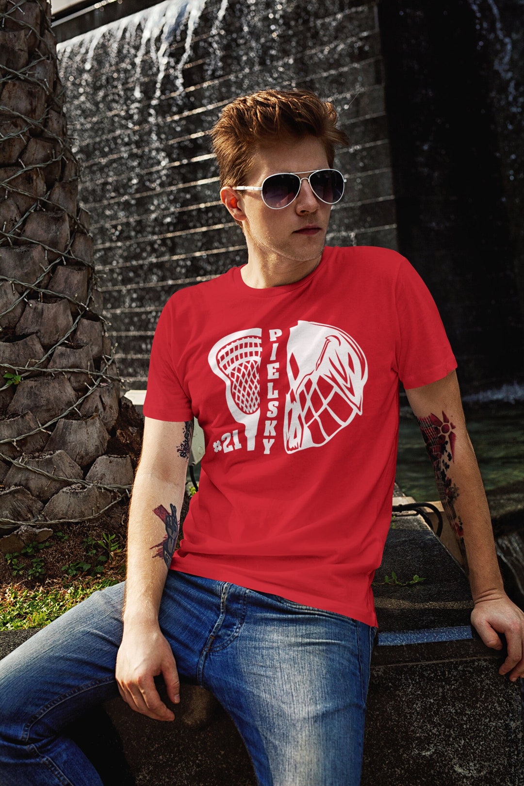 Men's Personalized Lacrosse T Shirt Custom LAX Shirts Lacrosse Shirt