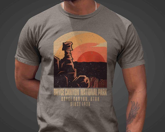 Men's Bryce Canyon Shirt National Park Shirt Rock Canyon Hiker T Shirt Gift Idea Him Travel Tour Tourist Unisex Graphic Tee Grunge 1928