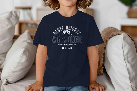 Kids Personalized Wrestling Shirts Custom Wrestler Boys Athletic Logo Team T-Shirt Personalized Team Vintage TShirt Youth Shirts Gift Idea