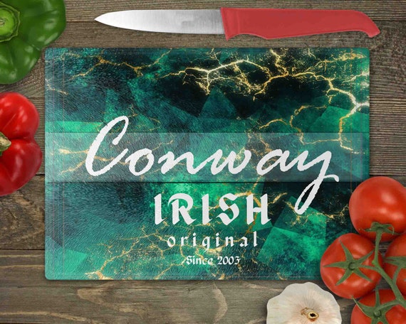 Personalized Emerald Glass Cutting Board Kitchen Decor St Patricks Day Tempered Custom Green Gift For Mom Mother's Day Counter Art