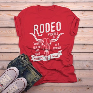 Men's Rodeo T Shirt Cowboys Vs. Bulls Shirt Vintage Cow Skull Graphic Tee Straddle Up image 8