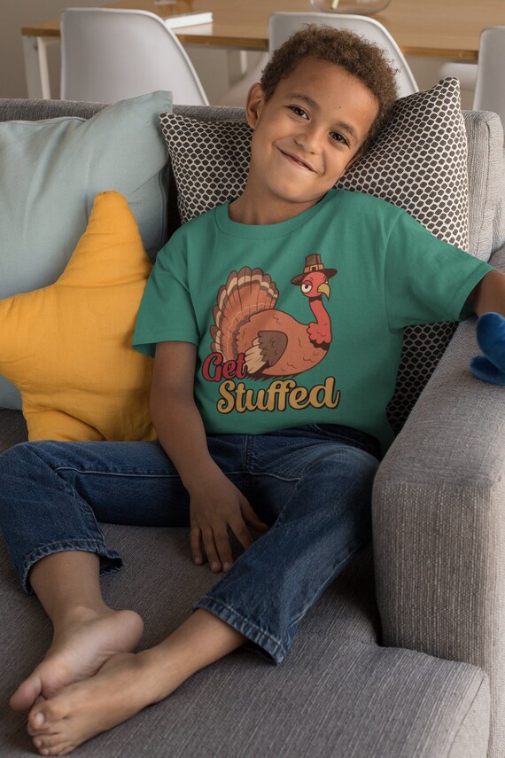 Kids Funny Thanksgiving Shirt Get Stuffed Turkey TShirt Anti Thanksgiving T shirt Thanks Gift Idea Rude Unisex Youth Tee