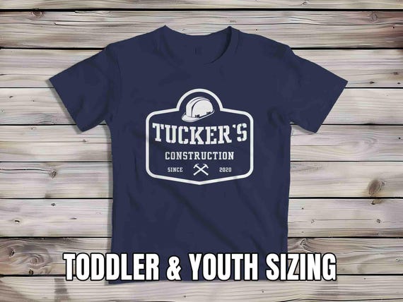 Kids Custom Construction Shirt Personalized Home Builder Hard Hat Heavy Equipment Tee Contractor Builder TShirt T-Shirt Name Youth