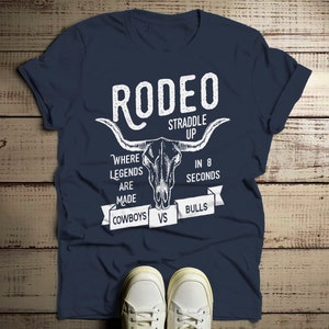 Men's Rodeo T Shirt Cowboys Vs. Bulls Shirt Vintage Cow Skull Graphic Tee Straddle Up image 6