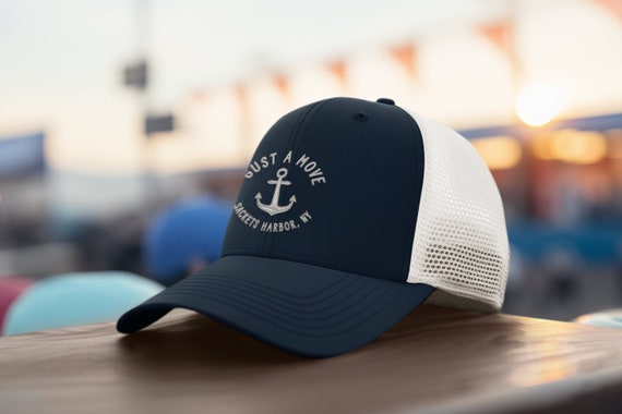 Embroidered Personalized Nautical Anchor Yacht Boater Boating Gift Accessory Boat Trucker Hat Structured Mid Profile Cap