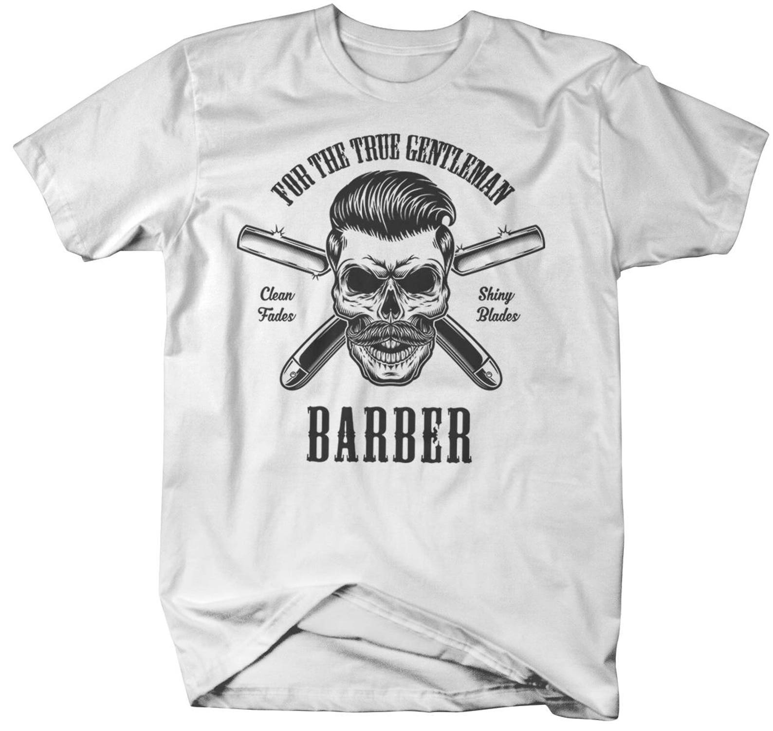 Men's Barber Skull Tshirt Barbers Shirts Shiny Blades Etsy