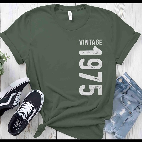 Men's Vintage 1975 Birthday T Shirt 50th Birthday Shirt Fifty Years Gift Grunge Bday Gift Men's Unisex Soft Tee 50 Bday Unisex Man