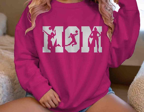 Volleyball Mom Sweatshirt: Typography Poses Crewneck Mother's Day Gift For Women