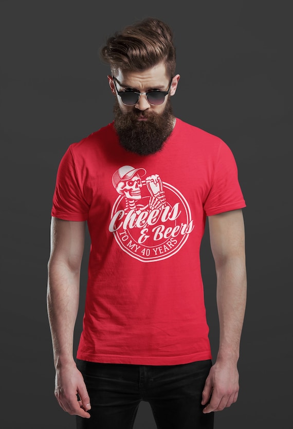 Men's 40th Birthday Crew TShirt 40 Years Skeleton Shirt Cheers & Beers Skull T-Shirt Group Shirts Grunge Matching T Shirts Graphic Tee