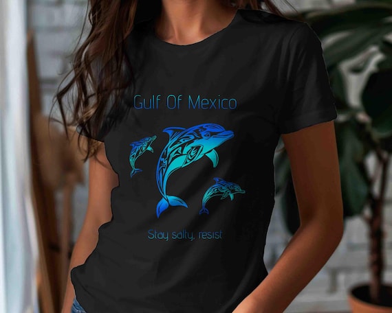 Men's Funny Gulf Of Mexico Shirt Forever Shirt Stay Salty T-Shirt Gift Idea Anti Maga Dolphin Gulf of America Unisex Graphic Tee Grunge