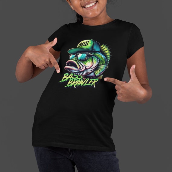 Kids Funny Bass Fishing TShirt Bass Brawler Fishing Shirt Humor Joke Bass Shirt Fisherman Shirt Boy's Girl's Bass Gift