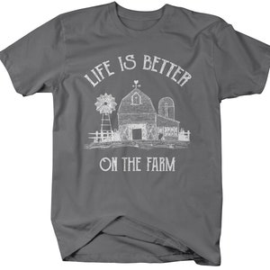 Men's Vintage Farm T-Shirt Life Better On Farming Shirt Barn Tee image 3