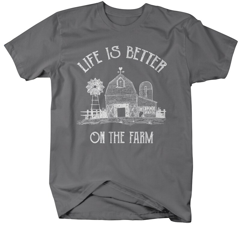 Men's Vintage Farm T-Shirt Life Better On Farming Shirt Barn Tee image 3