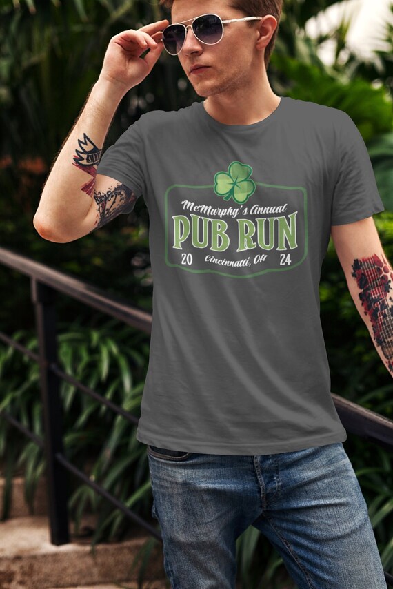 Men's St. Patricks Day Shirts Irish Family TShirt Luck Annual Run Ireland Custom Reunion Clover Logo Group Matching Customizable Unisex Man