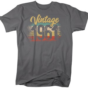 Men's Vintage 1961 Birthday T Shirt Birthday Shirt Years Gift Grunge ...