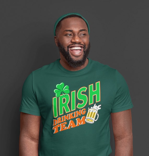 Men's Irish Drinking Team T Shirt St. Patrick's Day TShirts Retro Vintage Beer Drunk Drink Logo T-Shirt Men Gift Idea Tee