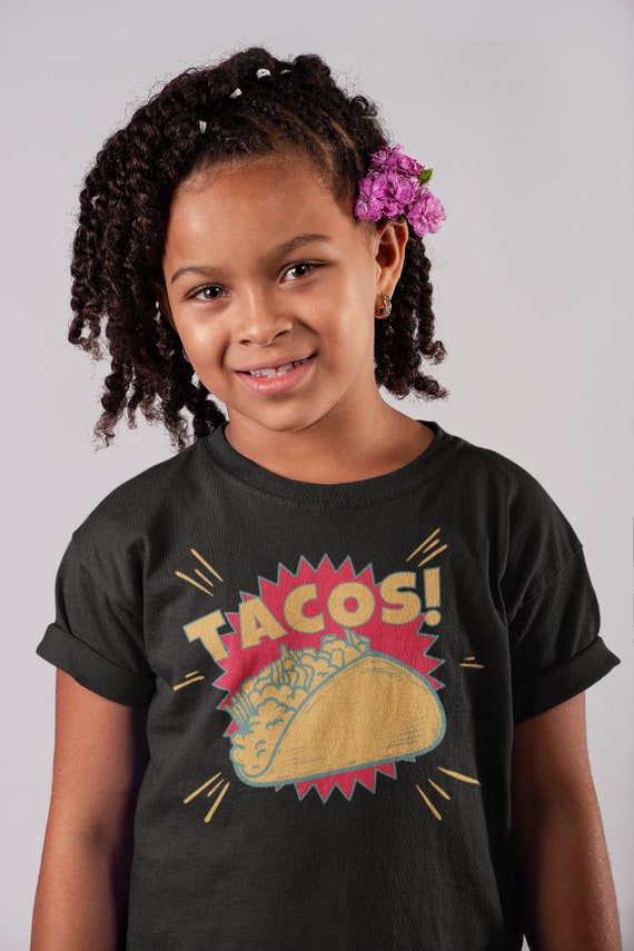 Kids Funny Tacos T Shirt Foodie Graphic Tee Taco Shell Comic Shirts Taco Night Tshirt