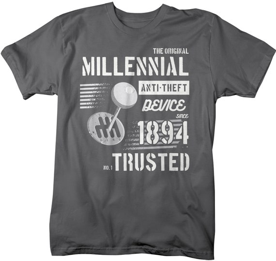 Men's Funny Millennial T-Shirt Anti Theft Device Shirt Stick Shift Graphic Tee Saying Shirts