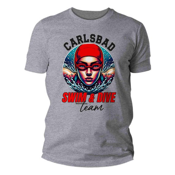 Men's Personalized Swim Team T Shirt Custom Swimming Dad Shirt Personalized Ladies Women's Mom Swimmer Diving Diver Custom Unisex Gift Idea
