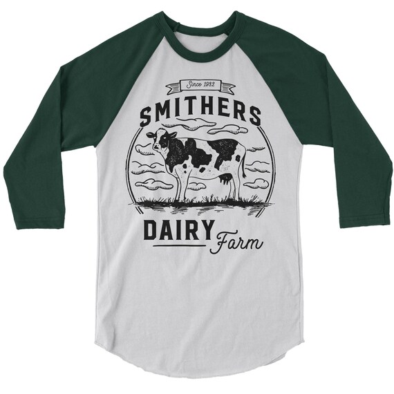 Men's Personalized Farm T-Shirt Vintage Dairy Farmer Shirts Raglan 3/4 Sleeve Custom Tee Cow Shirts Customized TShirt