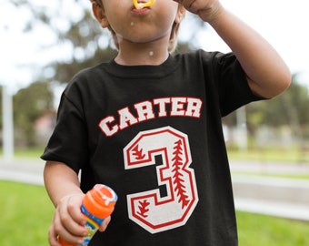 Boy's Personalized Birthday Shirt Baseball Birthday Shirts Boy's Name Number T Shirt Custom Shirts