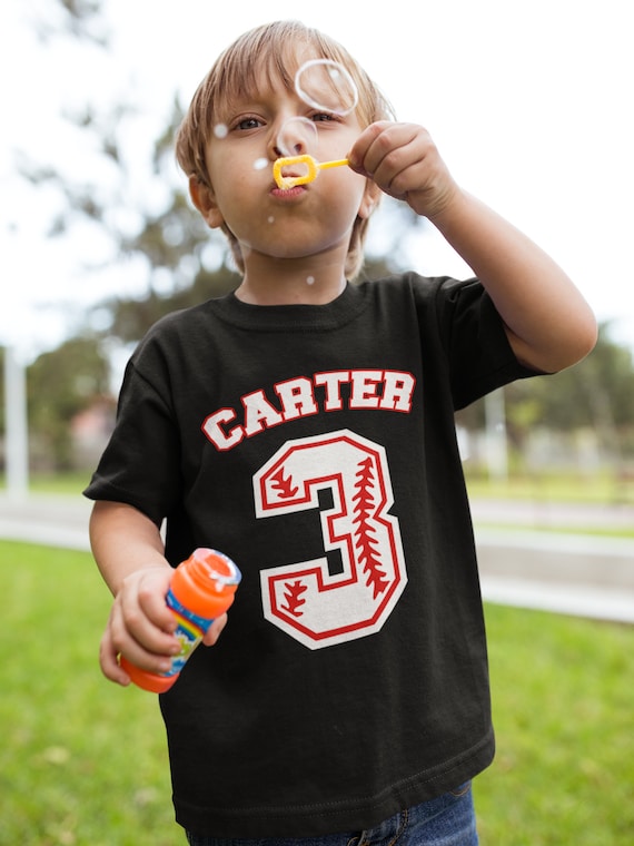 Boy's Personalized Birthday Shirt Baseball Birthday Shirts Boy's Name Number T Shirt Custom Shirts