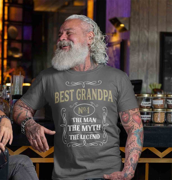 Men's Best Grandpa Shirt Vintage Tee Classic Whiskey Man Myth Shirt Father's Day Gift Idea Shirt Legend No. 1 Grandpa Unisex Man Soft Tee