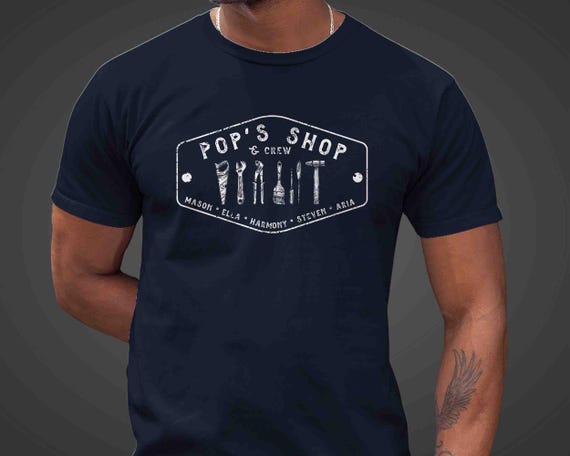 Men's Personalized Father's Day Gift Custom Shirts Papa Garage Theme Shop Grandpa Kids Dad T Shirts Custom TShirt Cute Tees Unisex Gift Idea