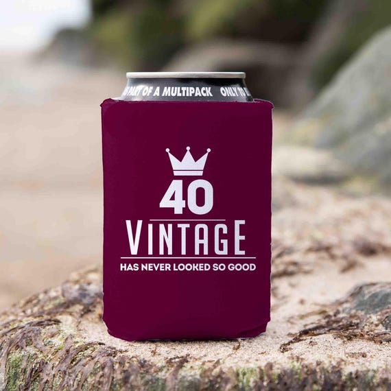 40th Birthday Can Cooler: Vintage Forty Gift