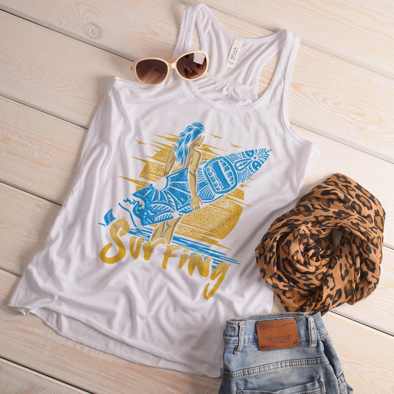 Women's Surfing T Shirt Surf Graphic Tank Top Vacation Etsy