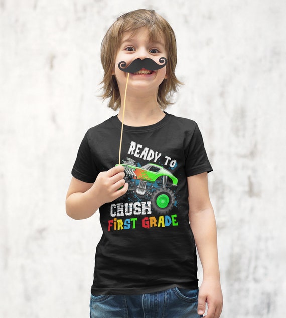 Kids First Grade T Shirt 1st Grade Shirt Boy's Crush 1st Grader Car Shirt Cute Back To School Shirt Cool Truck Shirt