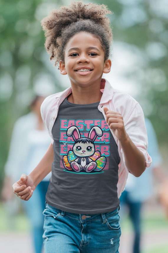 Kids Cute Kawaii Easter Bunny TShirt Boho T Shirt Happy Easter Eggs Rabbit Streetwear Unisex Girl's Boy's Toddler Gift Idea Tee