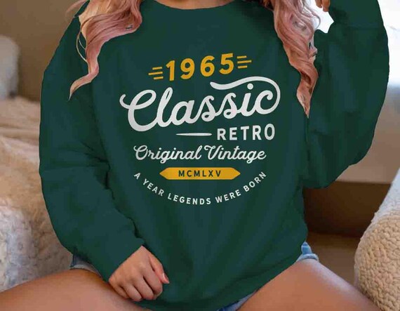 Men's 1965 Classic Retro Birthday Sweatshirt 60th Birthday Crewneck Pullover Sixty Years Gift Bday Gift Men's Unisex Legends 60 Bday Unisex