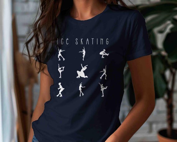 Unisex Ice Skating Shirt Figure Skater Poses TShirt Positions Skate T-Shirt Gift Funny T Shirt Ladies Women's Catalog Style Tee Gift Idea